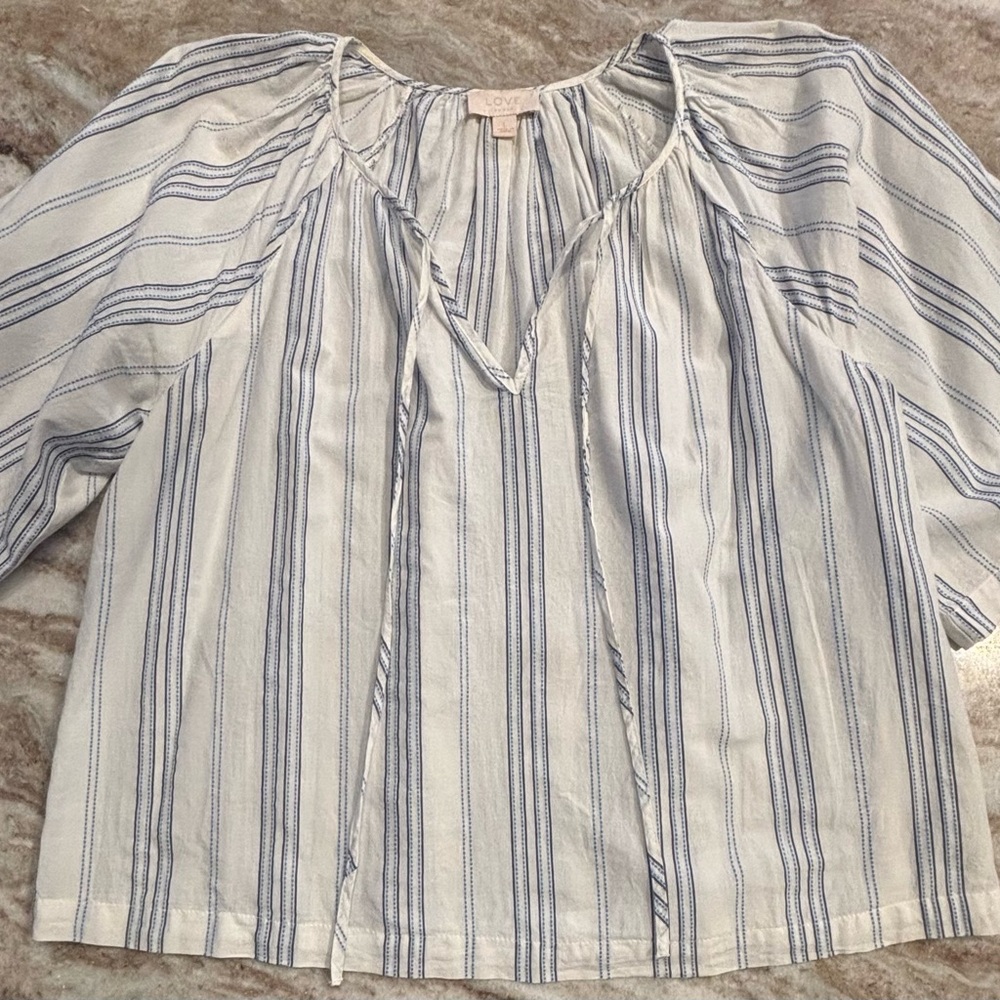 LOVE by Gap Women's Striped Blouse in Blue and White